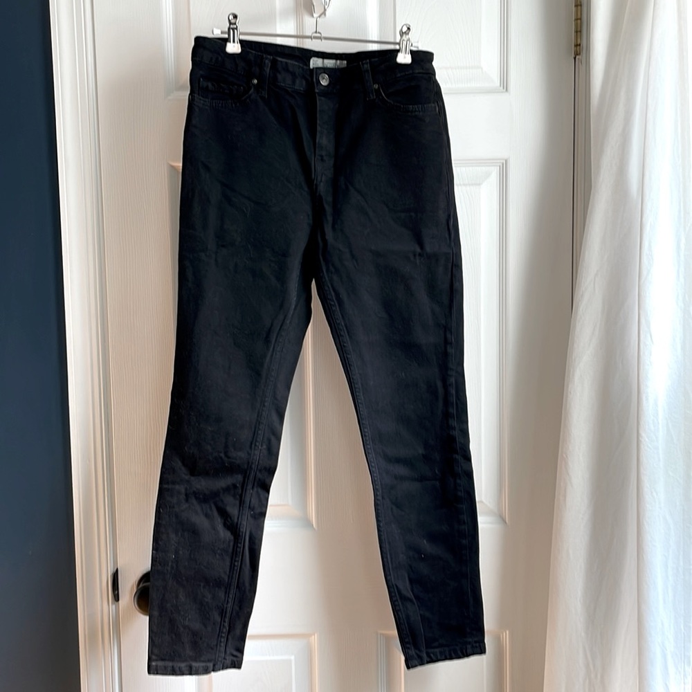 Topshop Baxter Moto Jeans, Black, W30 L32